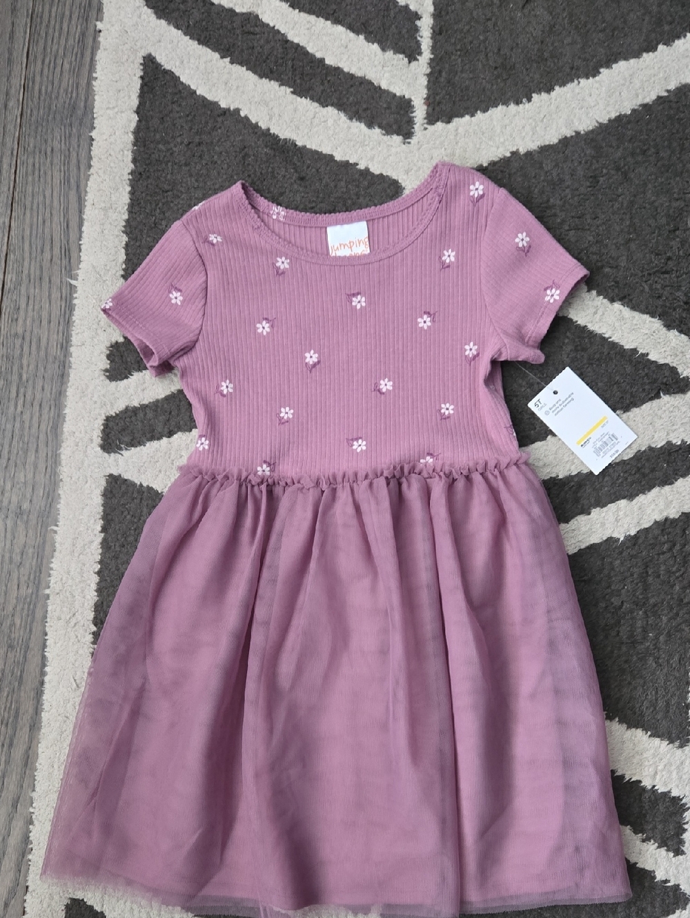 jumping beans Dusty Lavender Pink Floral Tulle Dress